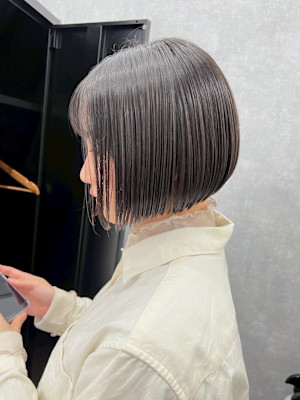 髪質改善ミニボブ＆透明感ダークグレー/大通駅個室サロン