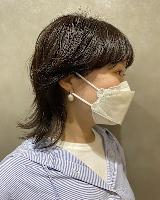 マッシュウフル/ミニウルフ/くすみブルー/マッシュ/大人かわ