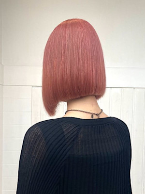 アッシュピンク韓国タッセルボブ髪質改善うる艶ストレート渋谷