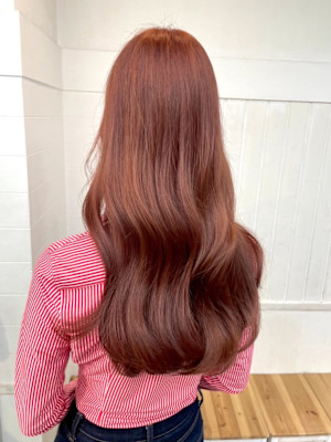 イメチェン似合わせカットレッドブラウンピンクブラウン渋谷