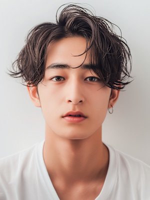 20代30代40代　センターパート黒髪ビジネス