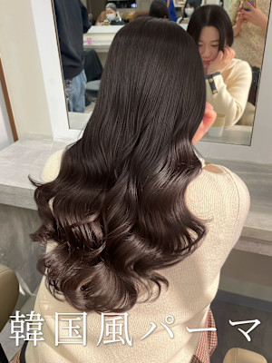 コテ巻き風パーマ/レイヤーカット/波巻きパーマ/艶髪