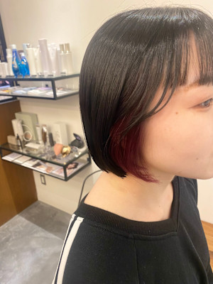 インナーカラー/ピンクカラー/ボブ/ブリーチ/カラー