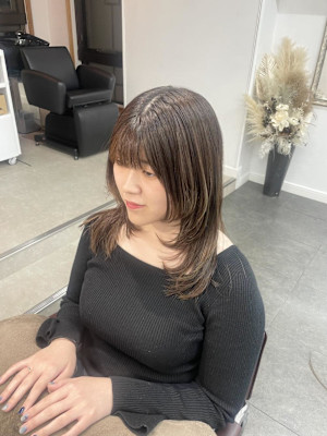 フェイスレイヤー/ハッシュカット/ストレート