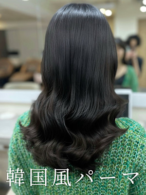 大人可愛いミディアムコテ巻き風パーマ