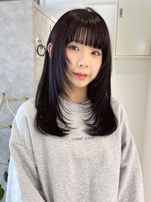 【rizu】レイヤーカット/ブルーブラック/ワンホン