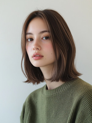 大人の切りっぱなしボブ