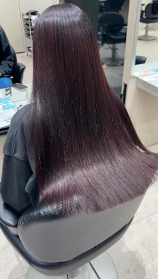 ブリーチなし暖色カラー／韓国風ヘア