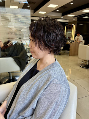 ホワイトグレージュ/デジタルパーマ/フェザーパーマ