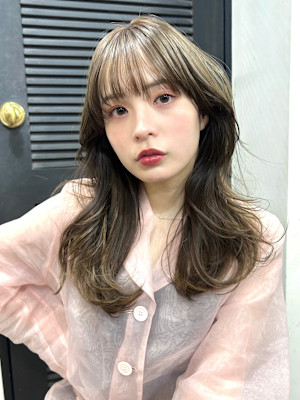 レイヤーカット　ブリーチなしカラー　顔まわりレイヤー　韓国風