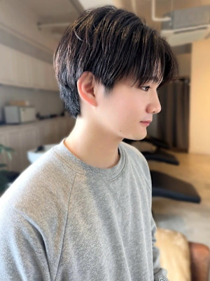 メンズショート ツーブロック マッシュ センターパート