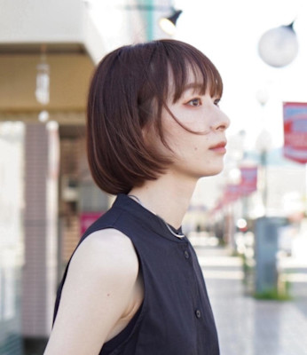 ・20代30代ミニボブココアブラウン小顔美肌ストレート丸み