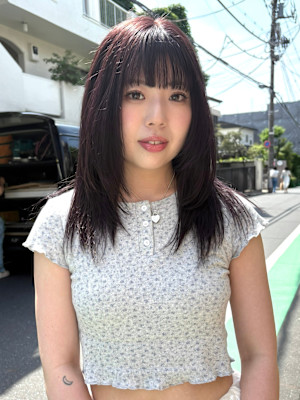 レイヤーカット　ブリーチなしカラー　顔まわりレイヤー　韓国風