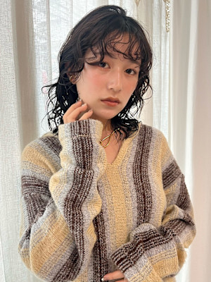 ウェットスタイル/ミディアムパーマ/スパイラルパーマ