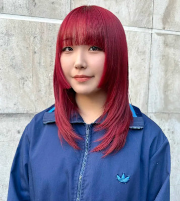 【HIROHUMI】ブリーチなしレッド♪お姫様レイヤーカット