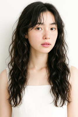 原宿スパイラルパーマミディアムウェーブ黒髪パーマ女子韓国ヘア