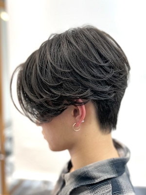 ダークアッシュ/フェザーショート/毛流れ/ダウンパーマ/韓国