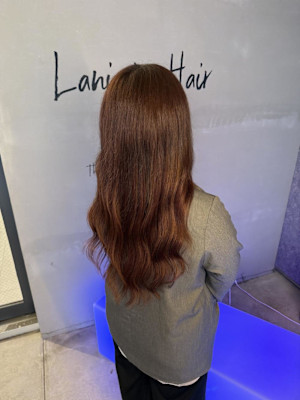 レッドブラウン組み合わせロングに