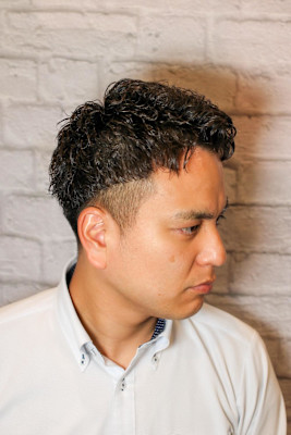 アップバングショート×形状記憶パーマ