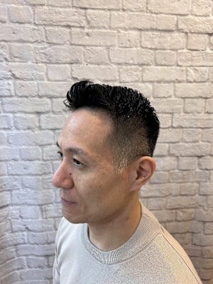 緩めアイロンパーマ×3mm刈り上げ【新宿/理容室/バーバー】