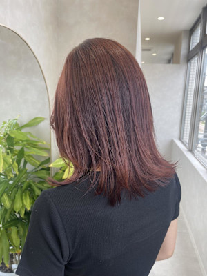 切りっぱなしボブ/ワインレッドカラー＊Aya