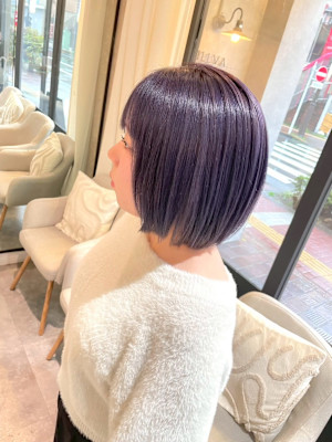 髪質改善/縮毛矯正/ブリーチ＆ダブルカラー/ラベンダー/ボブ