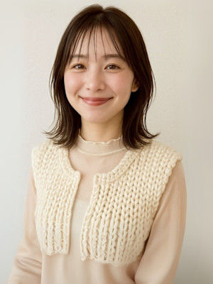 外ハネ くびれヘア 艶髪 シースルーバンク 20代30代