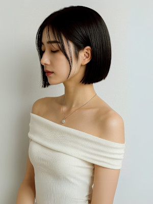 顔周りカット 20代30代 切りっぱなしボブ 艶髪 髪質改善