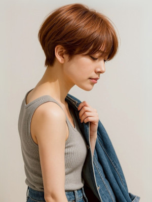 マッシュショート ショートボブ ハイトーン ブリーチ 艶髪