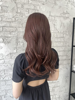 透明感抜群ダブルカラーブリーチピンクミルクティーベージュ