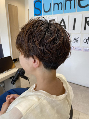 ナチュラルパーマ×マッシュショート