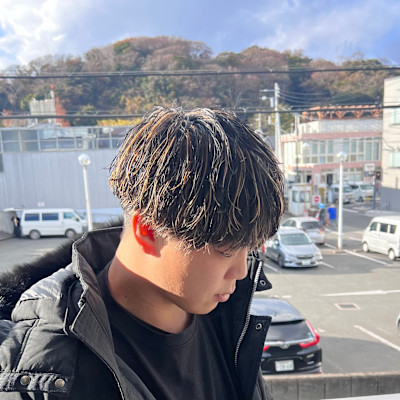 【波巻きパーマ×ハイライト】