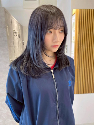 【rizu】レイヤーカット/ブルーブラック/透明感カラー