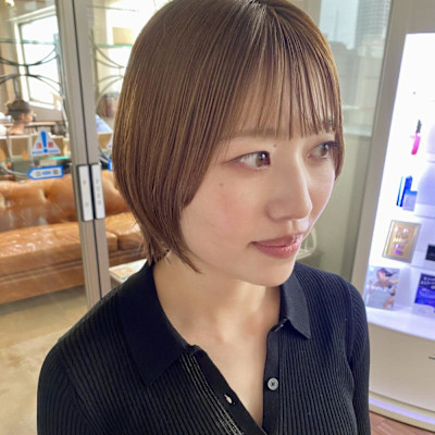 ショートボブ/ブリーチなしベージュ