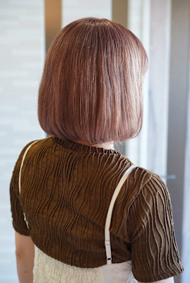 ダスティピンクボブ - エレガントなショートヘアスタイル　