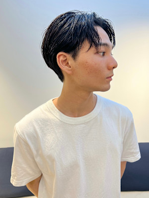 メンズヘア　メンズカット　センターパート　ショート　表参道