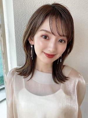 シャギーレイヤー韓国ワンホンヘアシースルーぱっつん前髪