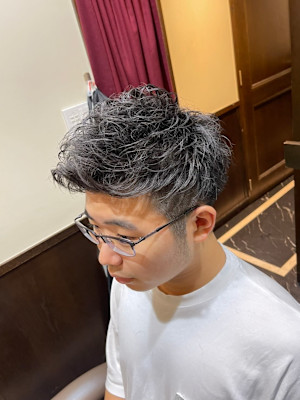 ツーブロアップバング/アイロンパーマ/メンズカット/ショート