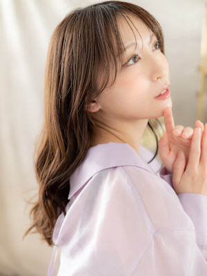 韓国風巻き透けバングこなれロングレイヤー　マロンベージュ