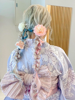 【hinari】浴衣ヘアアレンジ/編みおろし