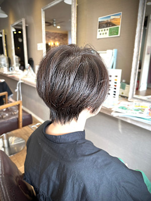大人ショート細めハイライト白髪ぼかしくすみカラー40代50代