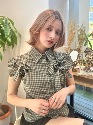 大人ガーリーなハイトーンレイヤーボブ＊