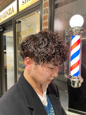 マッシュヘア×波巻きパーマ