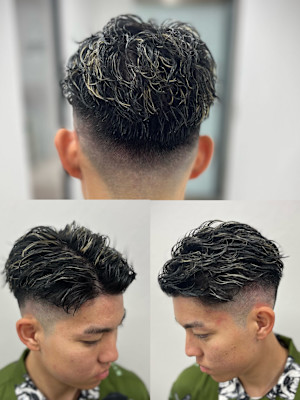 メッシュ×オールバックパーマスタイル