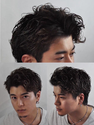 サイドパート×パーマ