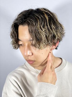 センターパート×メッシュ