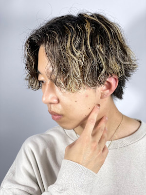 センターパート×メッシュ