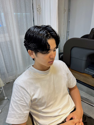 メンズセンターパート/メンズパーマ/毛流れパーマ