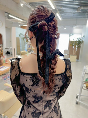 【hinari】編みおろし/結婚式ヘア/ヘアセット/リボン