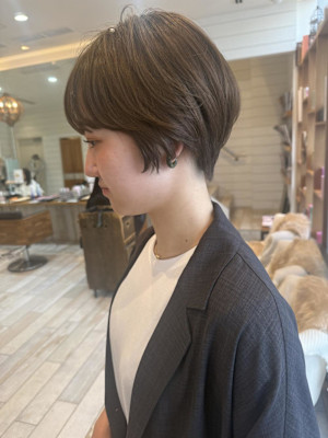 渋谷/フェザーパーマ/ミニウルフ/チェリーブラウン/ボブ